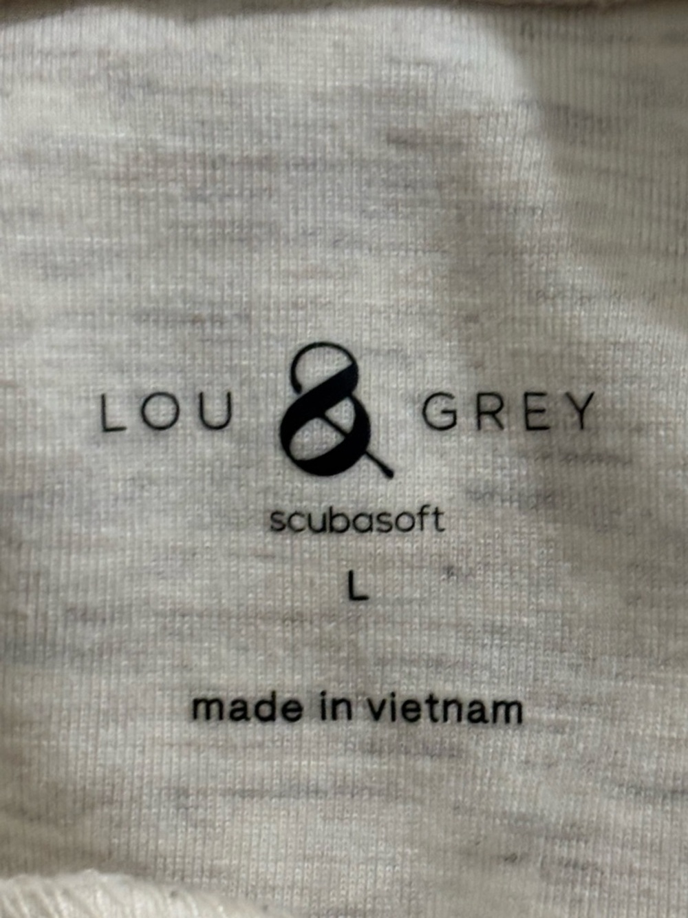 Lou & Grey Women’s Heathered Oatmeal  Mock Neck Scubasoft Sweatshirt, size Large - Picture 3 of 7